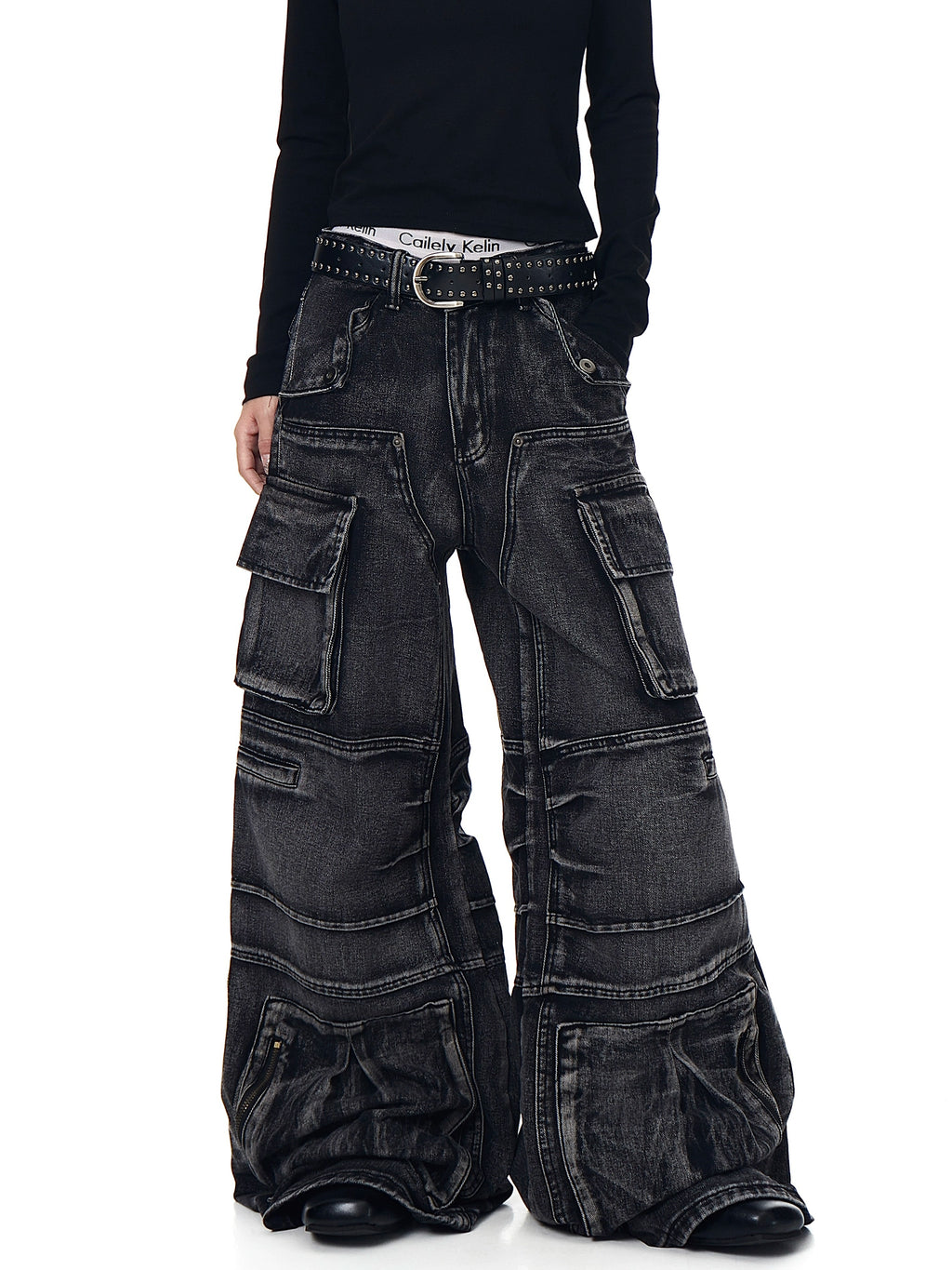 BLACKLISTS Deconstructed Multi-pocket Tooling Jeans