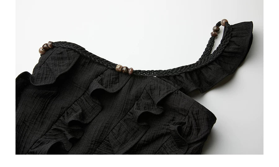 INDULGE Streamer Beaded Off-shoulder Slim Tube Top