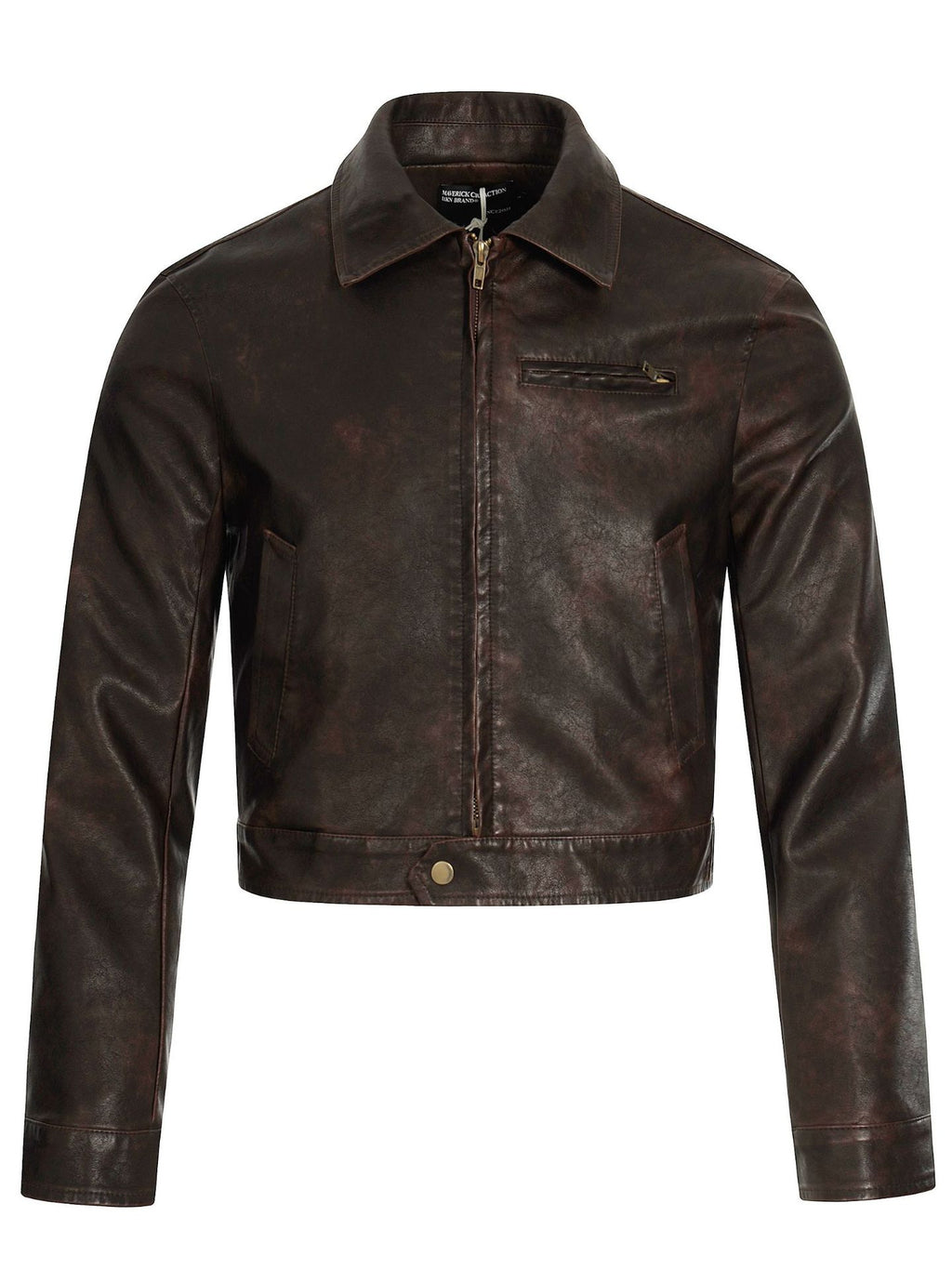 11KN Retro Leather Jacket Lapel Short Jacket