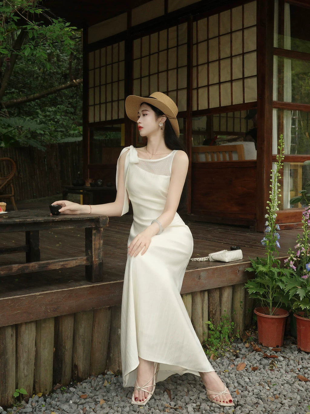 ZIHE Satin Splicing Polka Dot Mesh Dress