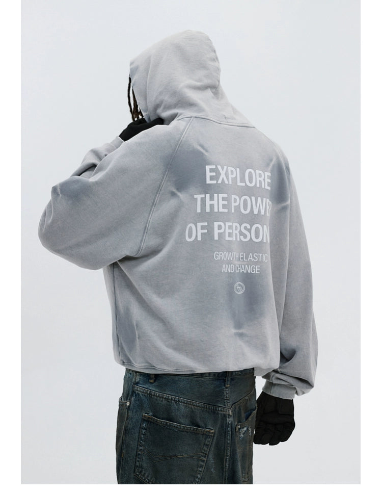 ATRY Water Ripple Washed Old Printed Hooded Jacket