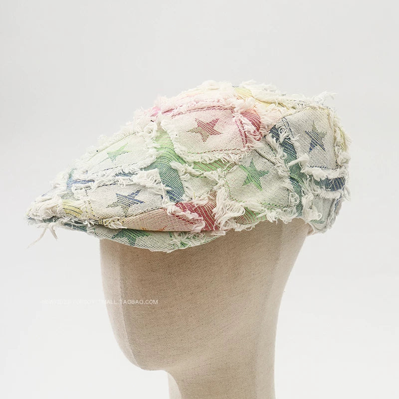 YORSOY Ripped Rough Edge Casual Duck Tongue Beret