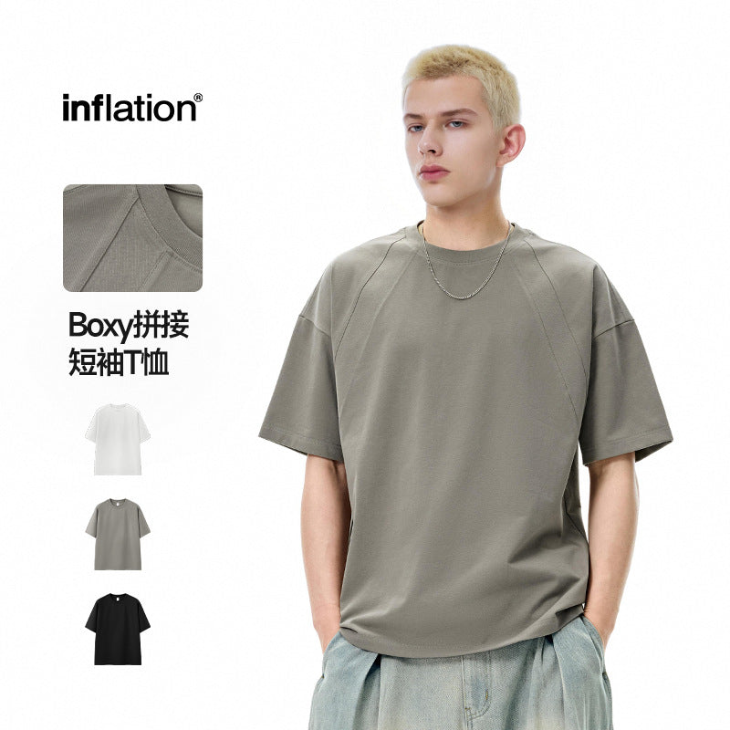 INF Boxy Splicing Short Sleeve Tee
