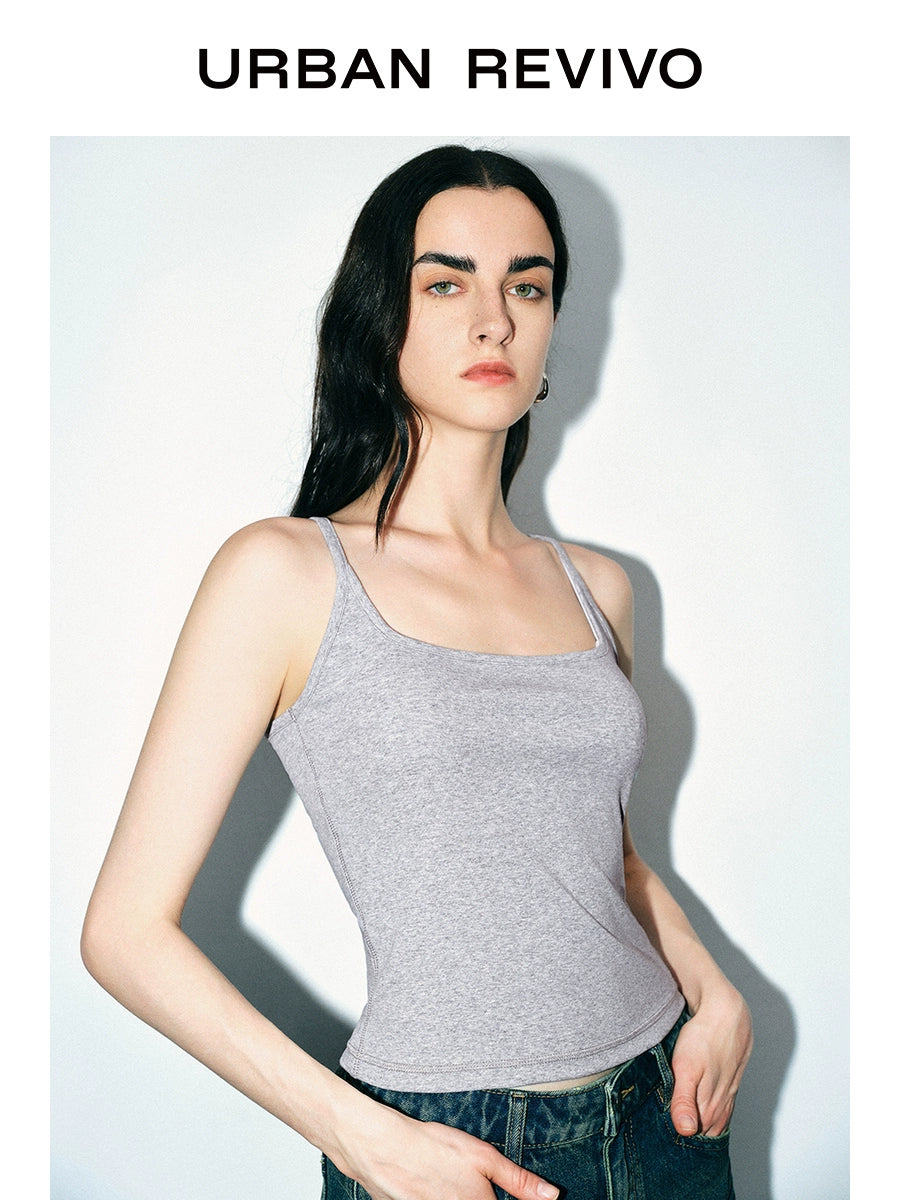 URBAN REVIVO Casual Versatile Slim Square Neck Vest