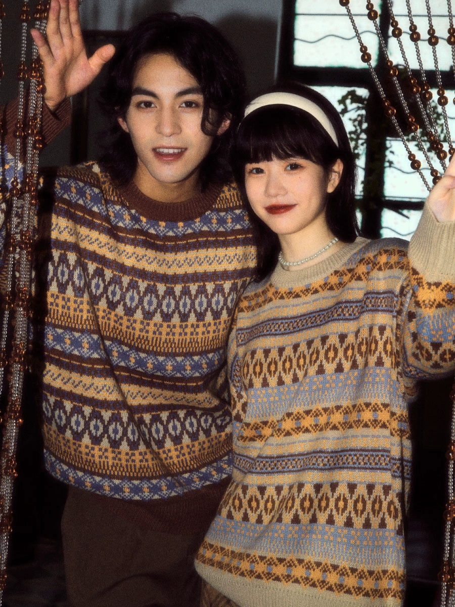 ALOHA Vintage Niche Lazy Striped Knitted Sweater