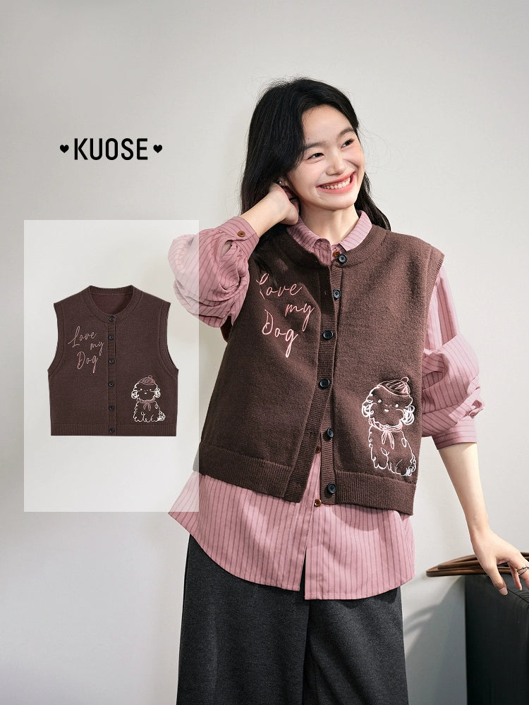 Kuose Embroidered Knitted Vest