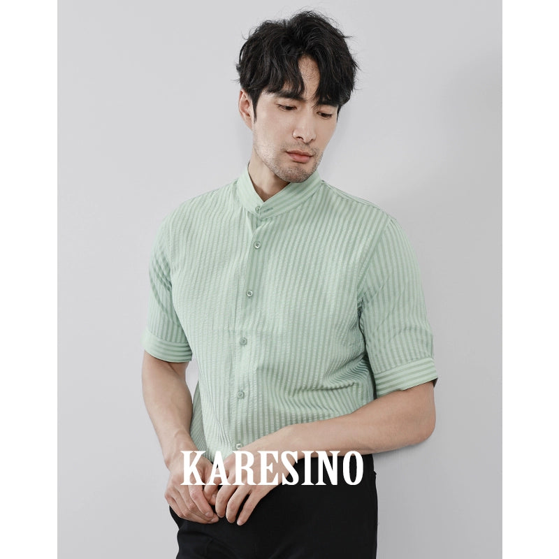 KARESINO Seersucker Striped Shirt