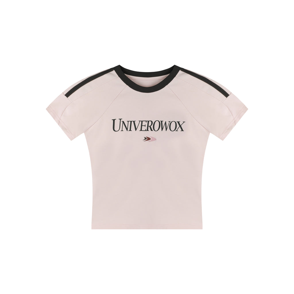 OWOX Slim and Skinny Striped Front Shoulder Short Tee