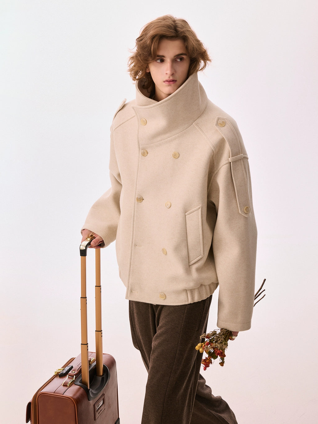 CHOR Premium British Style Warm Stand-up Collar Woolen Coat