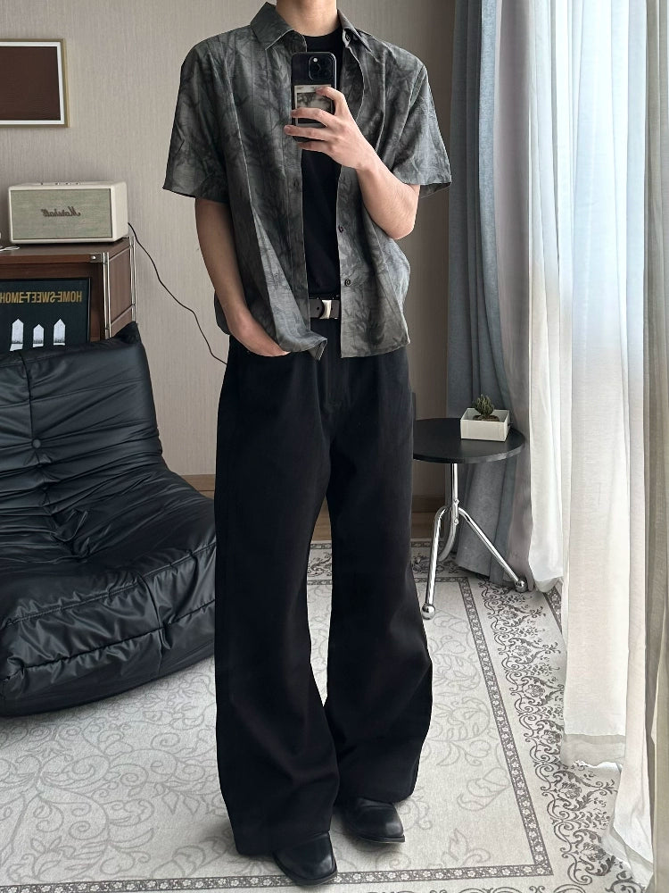 TumBlerine Tencel Blend "Bamboo Leaf Ink Dyed" Embroidered Short Sleeve Shirt