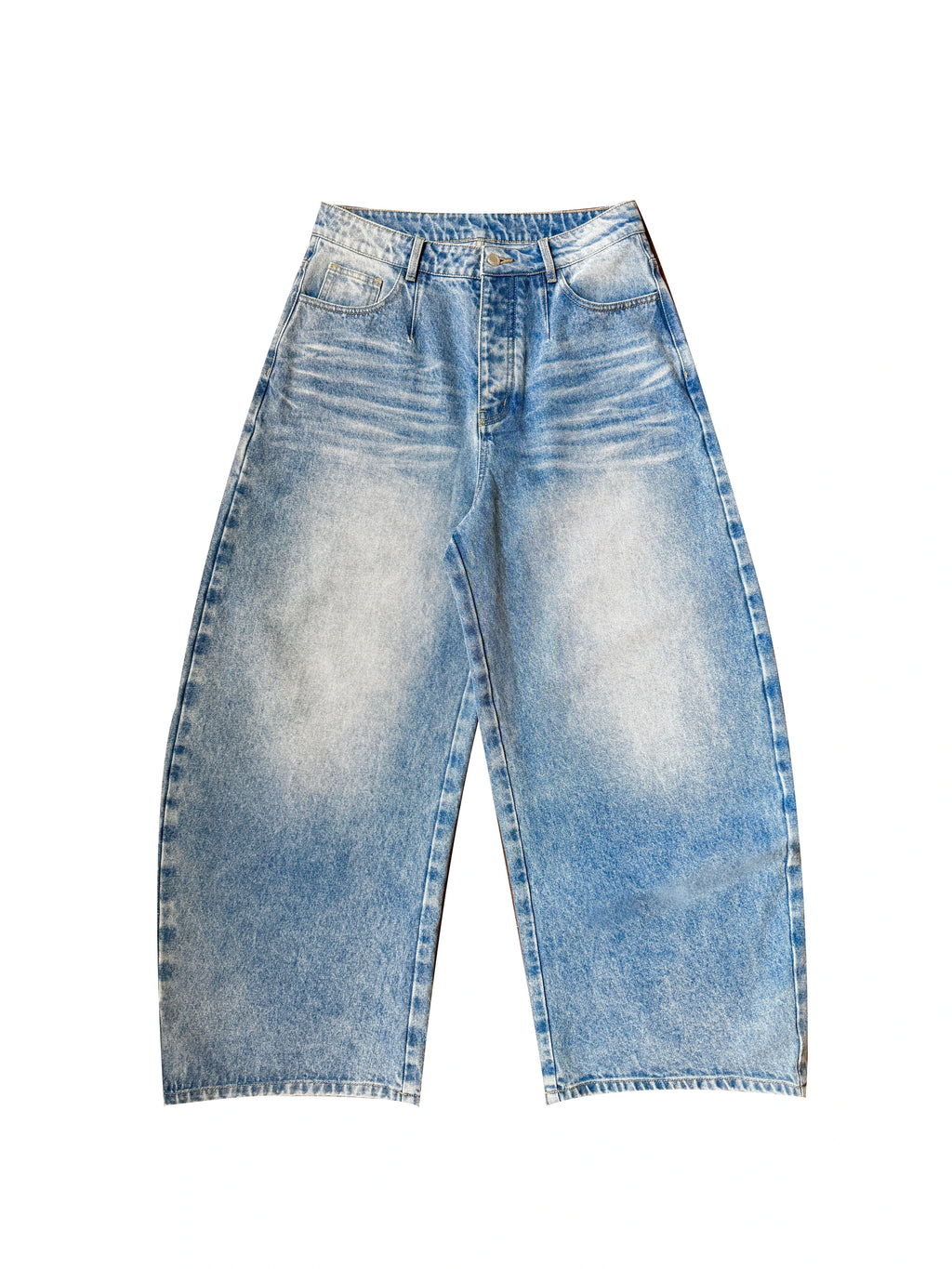 InsGale Blue Scimitar Silhouette Three-dimensional Washed Jeans