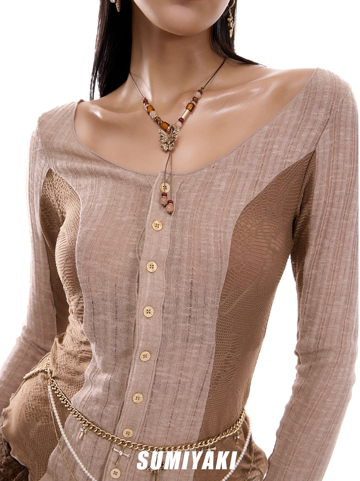 SUMIYAKI Vintage Beaded Butterfly Necklace