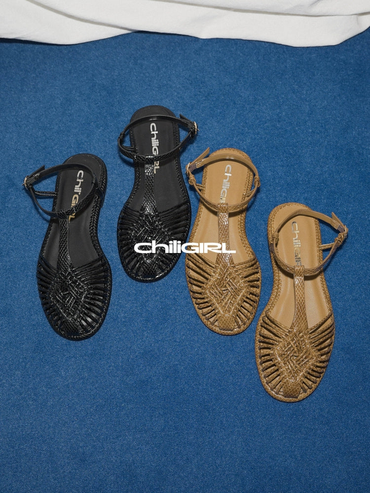CHILIGIRL Retro Woven Bag Head Cool Single Shoes