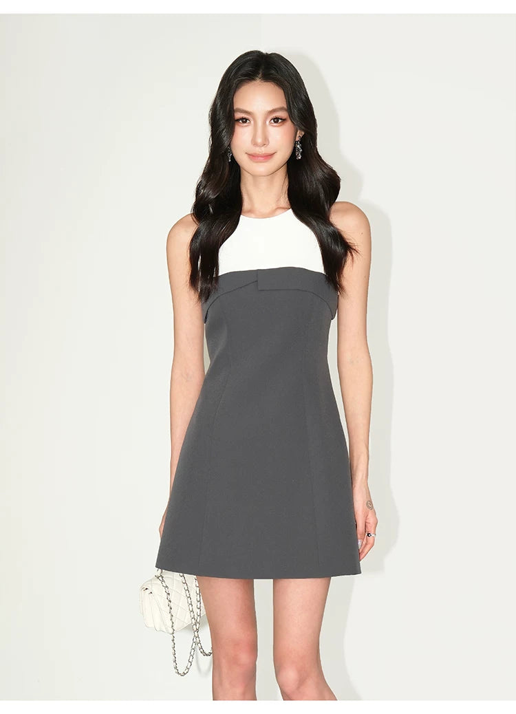 NEVA HU Premium Sense Contrasting Color Splicing Waist Skirt