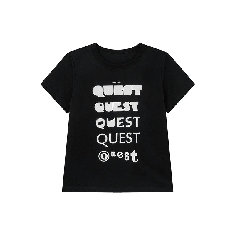 KANO Monogram Print Loose Shoulder Tee