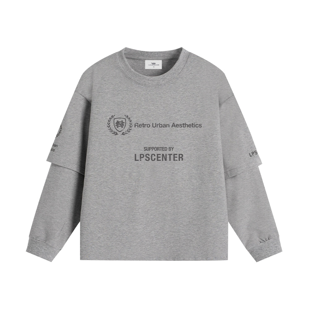 Loopsoon Fake Two-piece Creative Print Design Long Sleeve