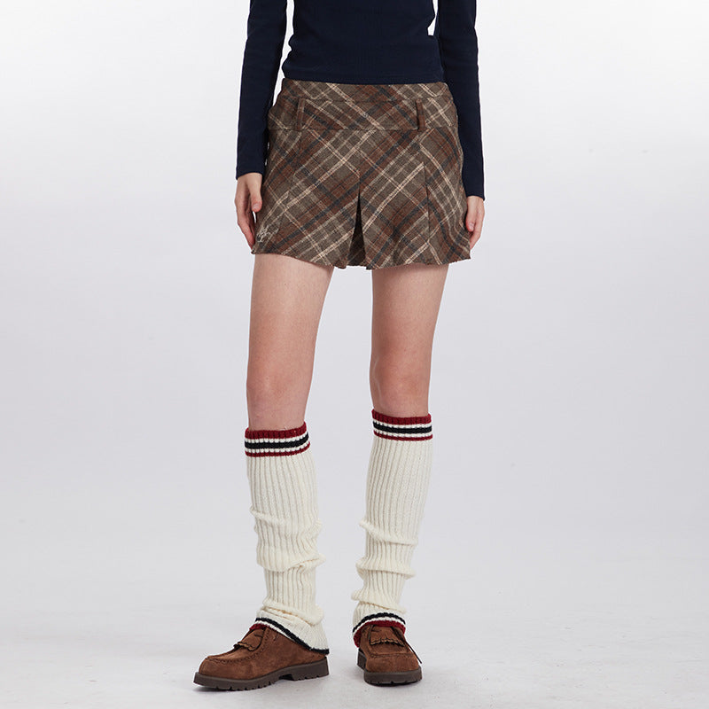 Nariele Retro Plaid Slim Hip-wrapped Skirt