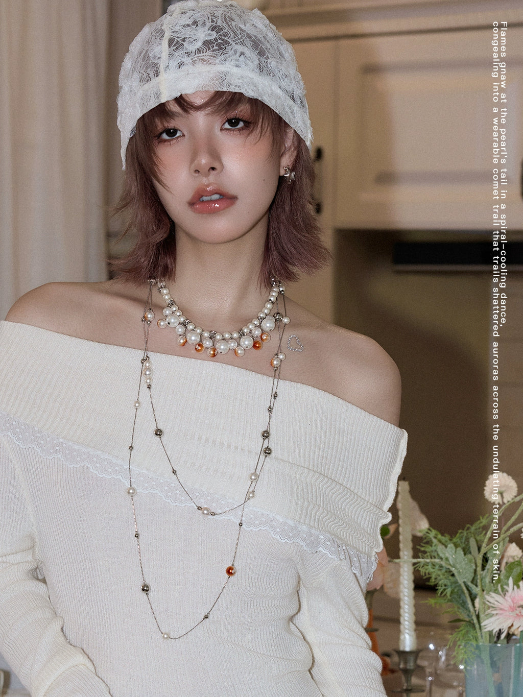 SUMIYAKI Burning Broken Pearl Necklace