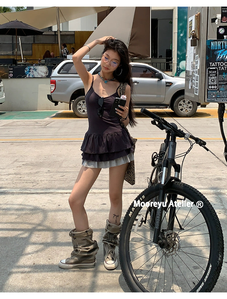 Mooreyu Belt Buckle Graffiti Pants Pile Boots