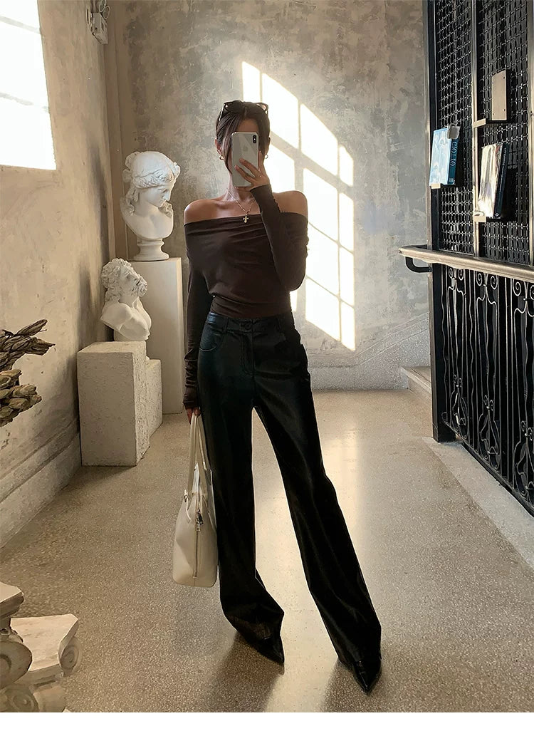 Ousph Casual Wide Leg Loose Thickened Straight Pants
