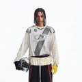 PEOPLESENSE Racing Style Retro Splicing Print Long Sleeve