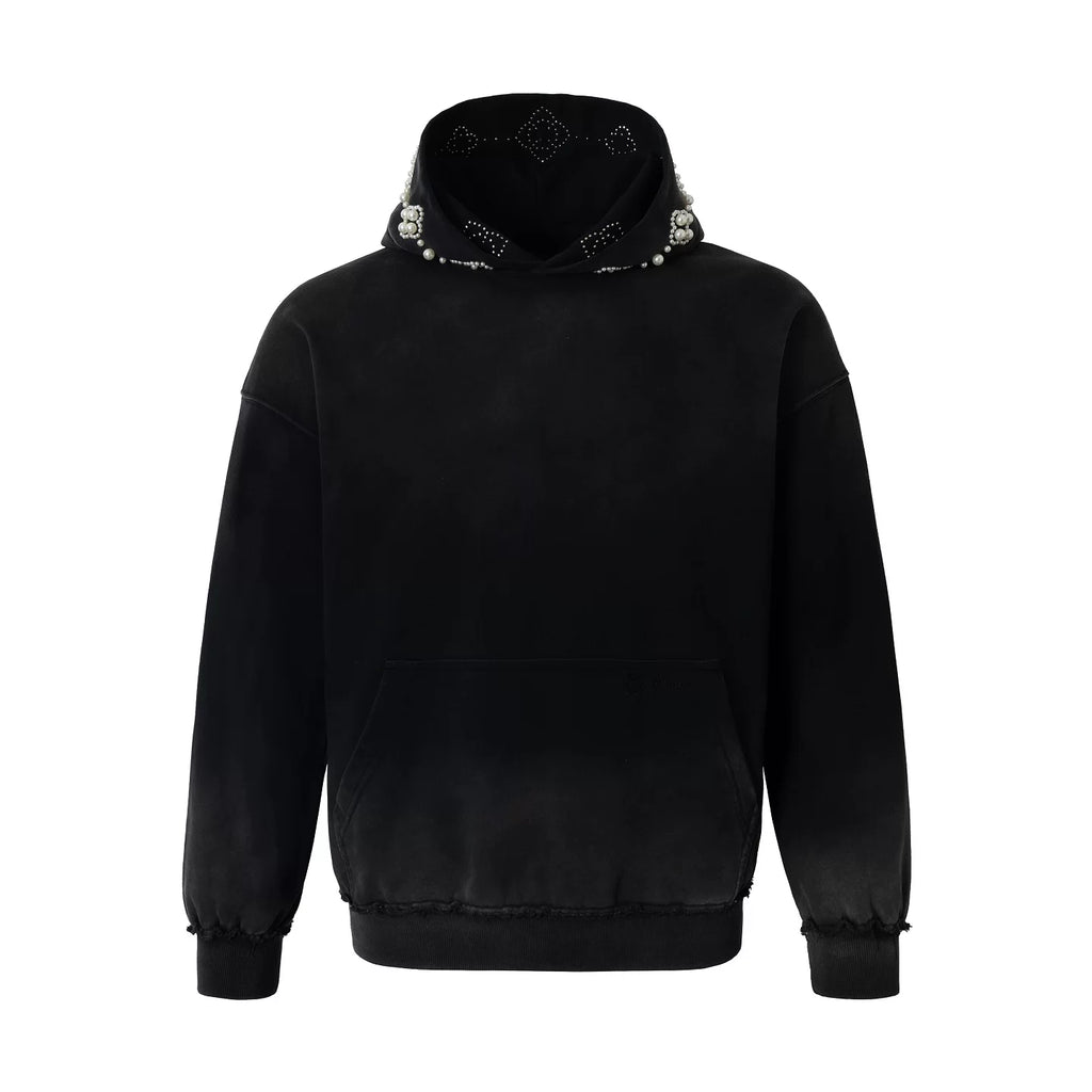 YADcrew Beaded Embroidered Loose Casual Hooded Sweater