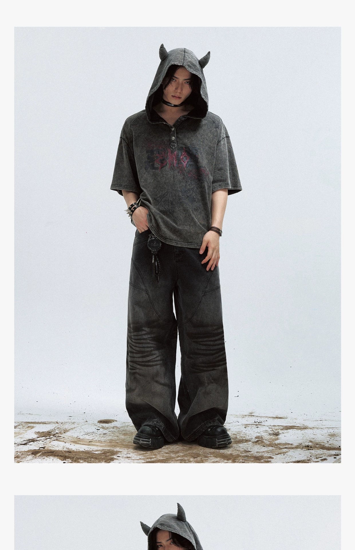 PEOPLESTYLE Diablo Little Devil Made Old Washed Hooded Tee