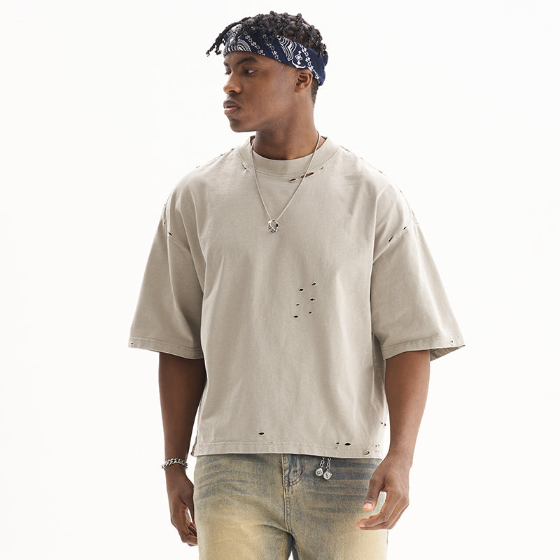 FIVE MEN heavy cotton Distressed Boxy Tee