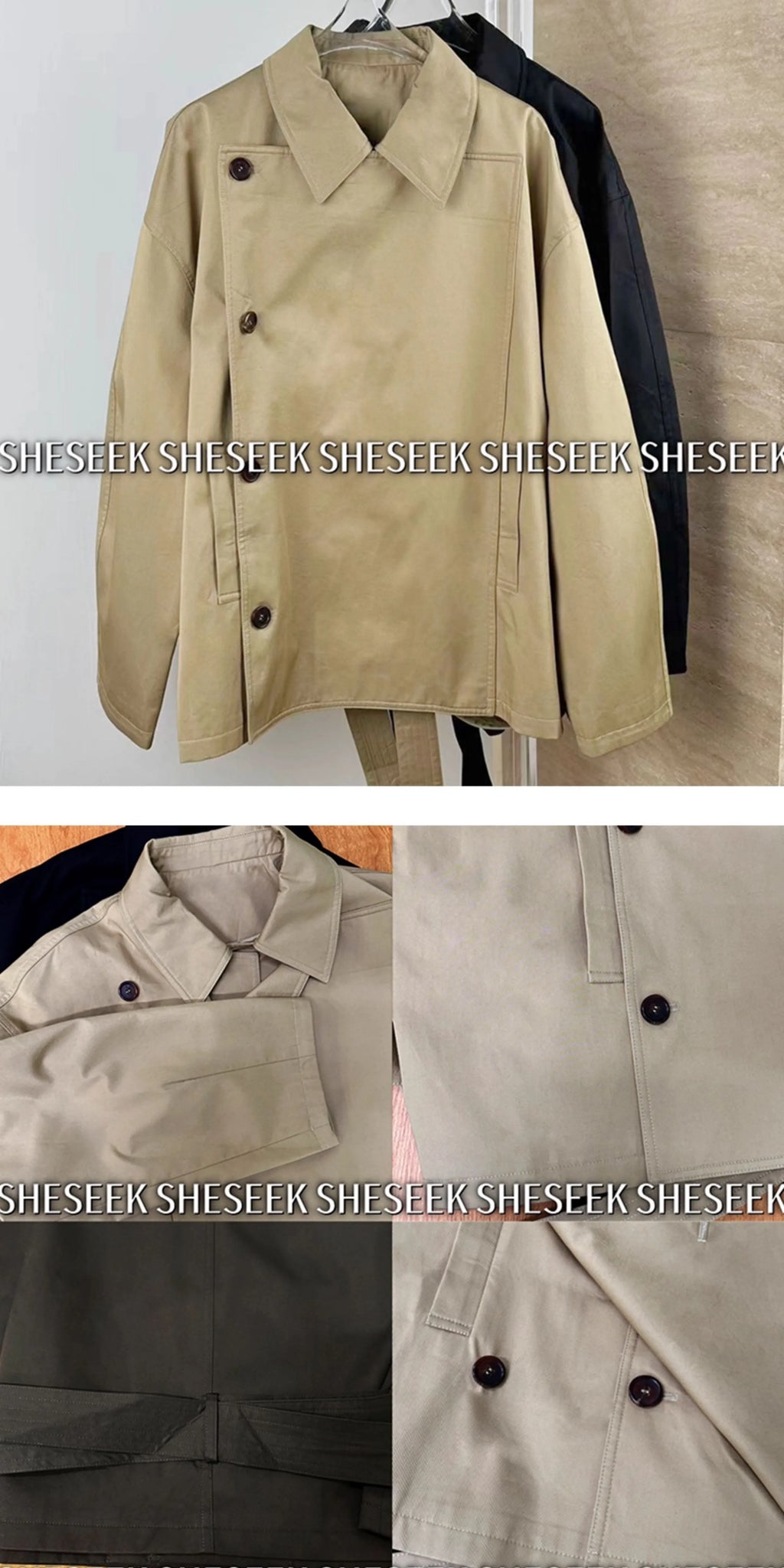 SHE SEEK Short Version Premium Lapel Trench Coat