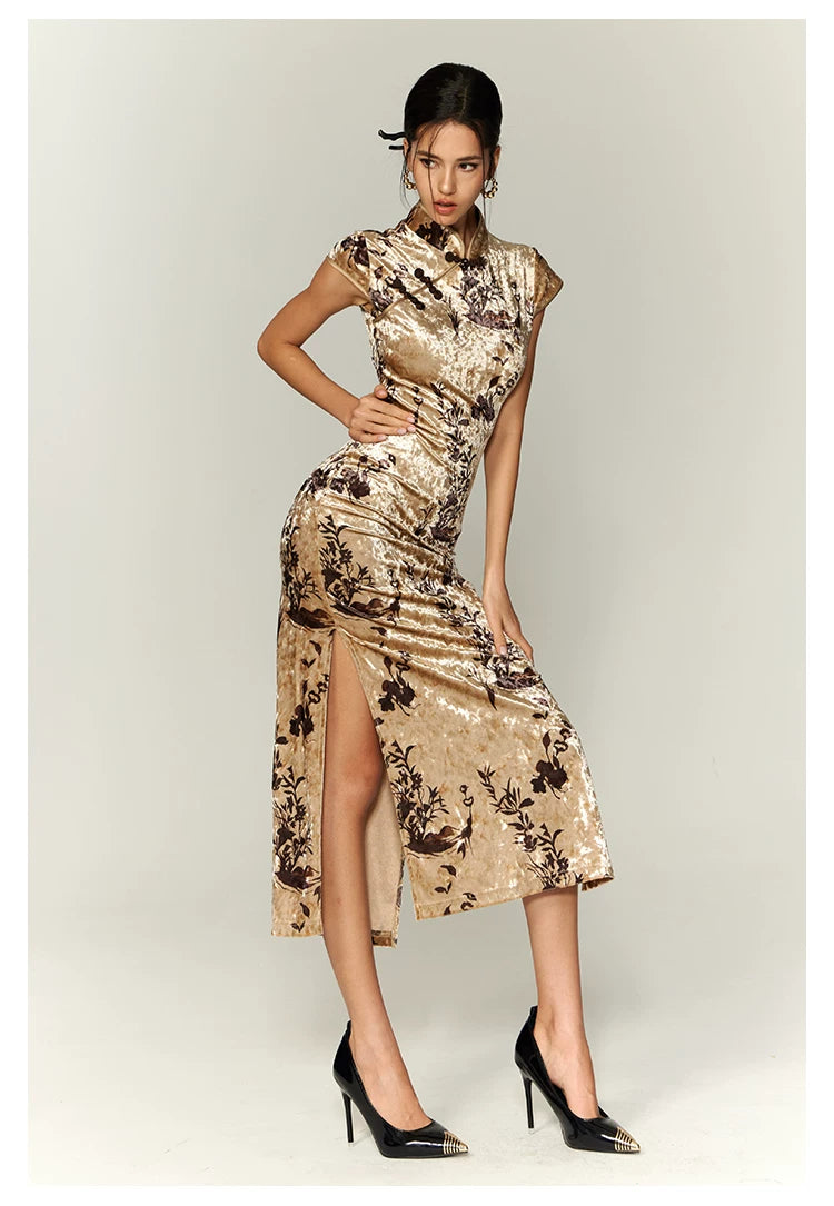 FINDYAWINGS New Chinese Velvet Cheongsam Dress