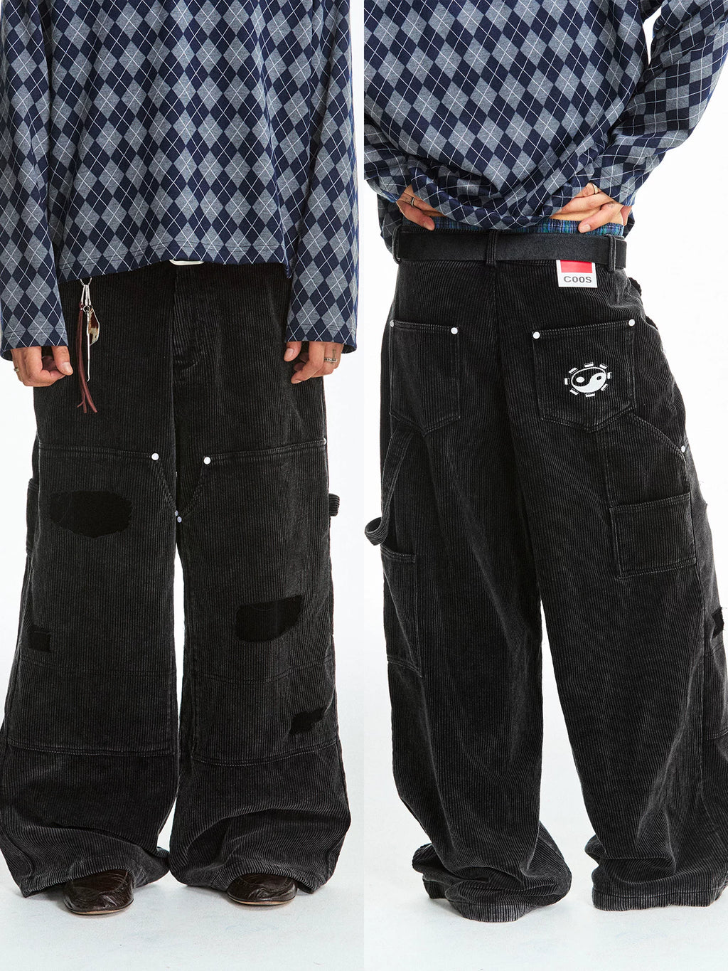 CoosRetro Corduroy Ripped Overalls