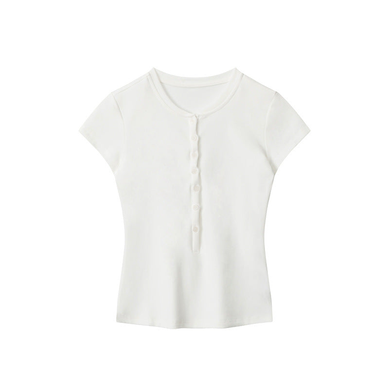 Nariele Semi-open Neck Slim Fit Tee