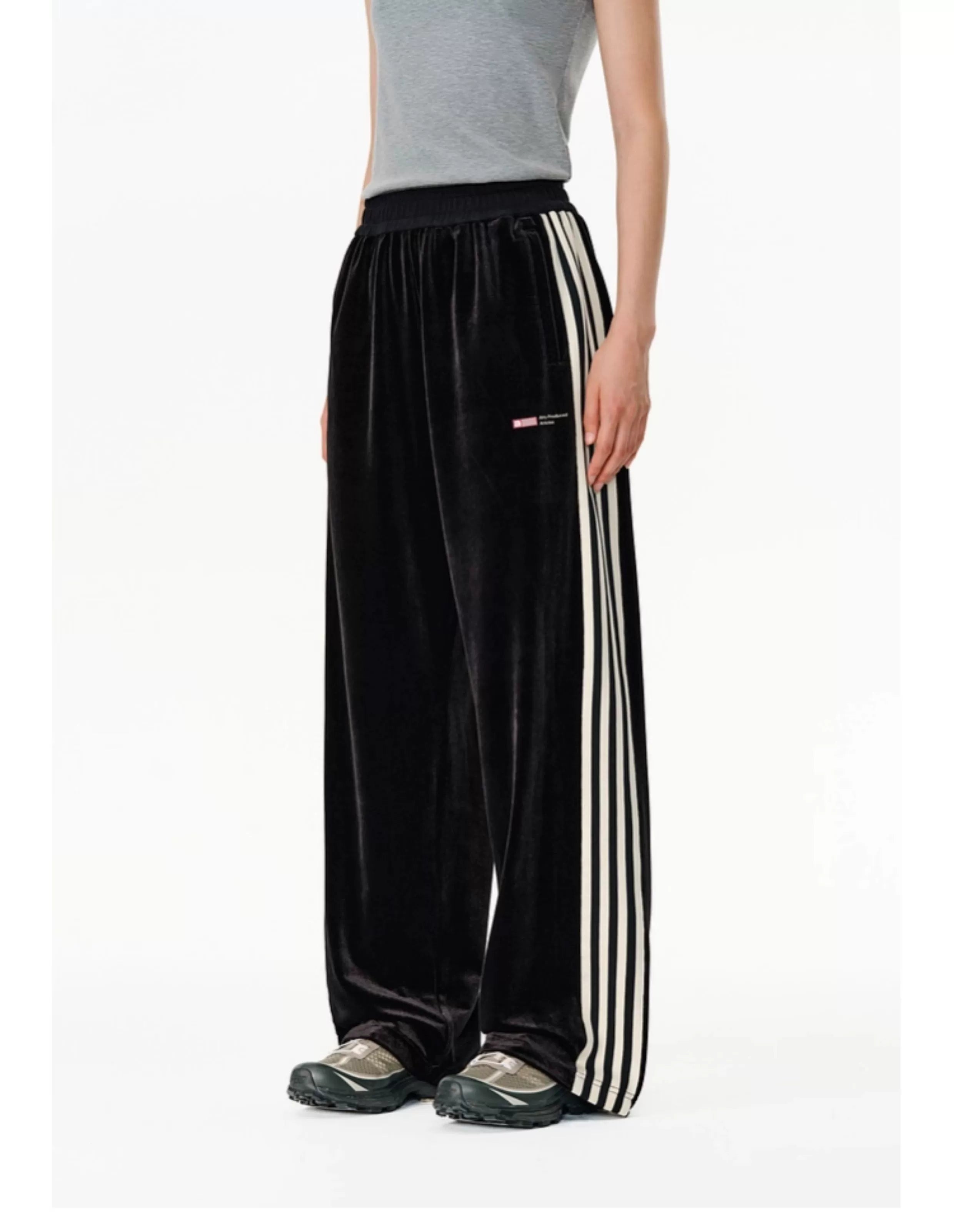 ATRY Casual Contrast Ribbon Straight Wide Leg Pants
