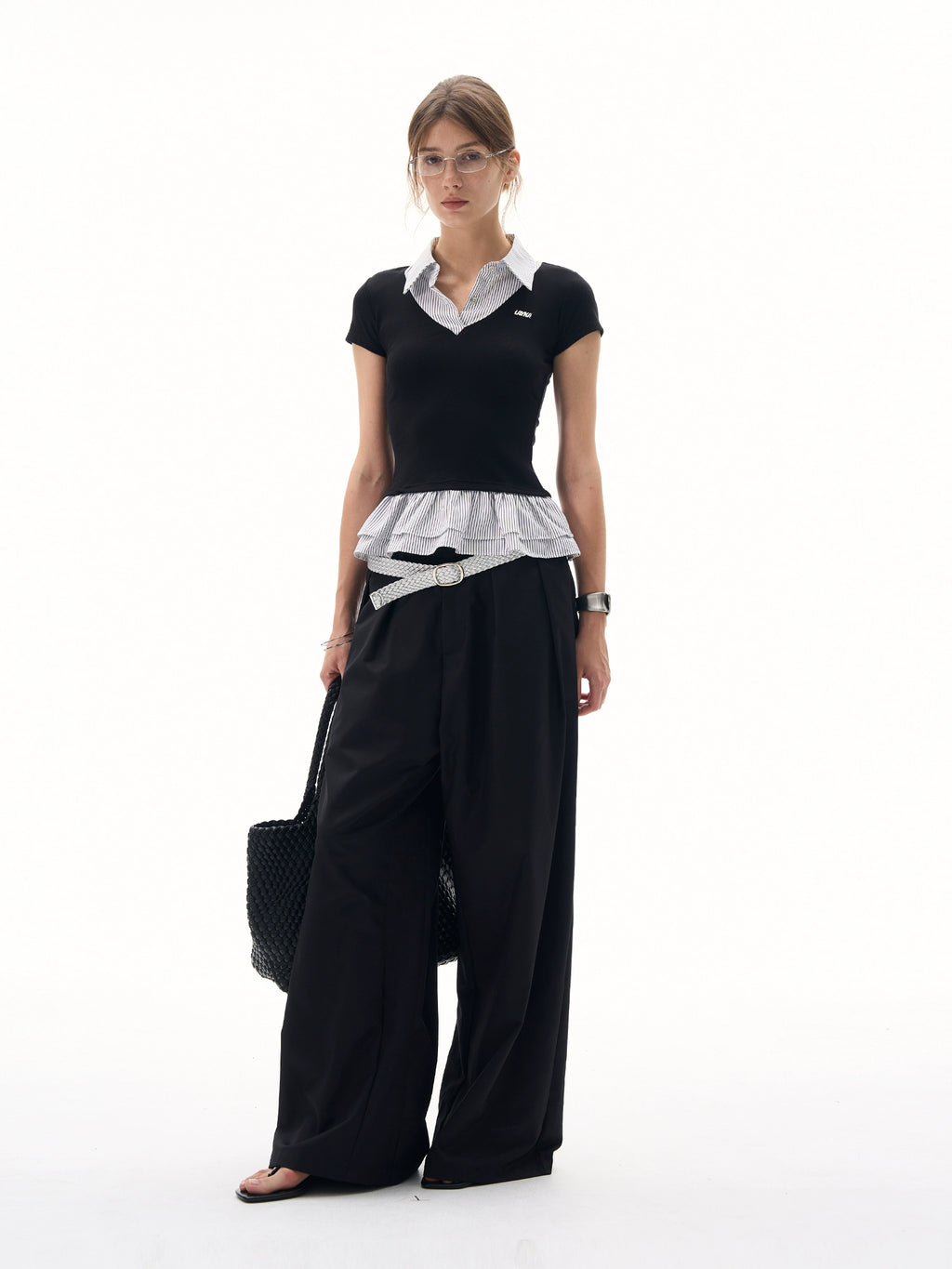 MADWITCH Splicing Fake Two Casual Tee