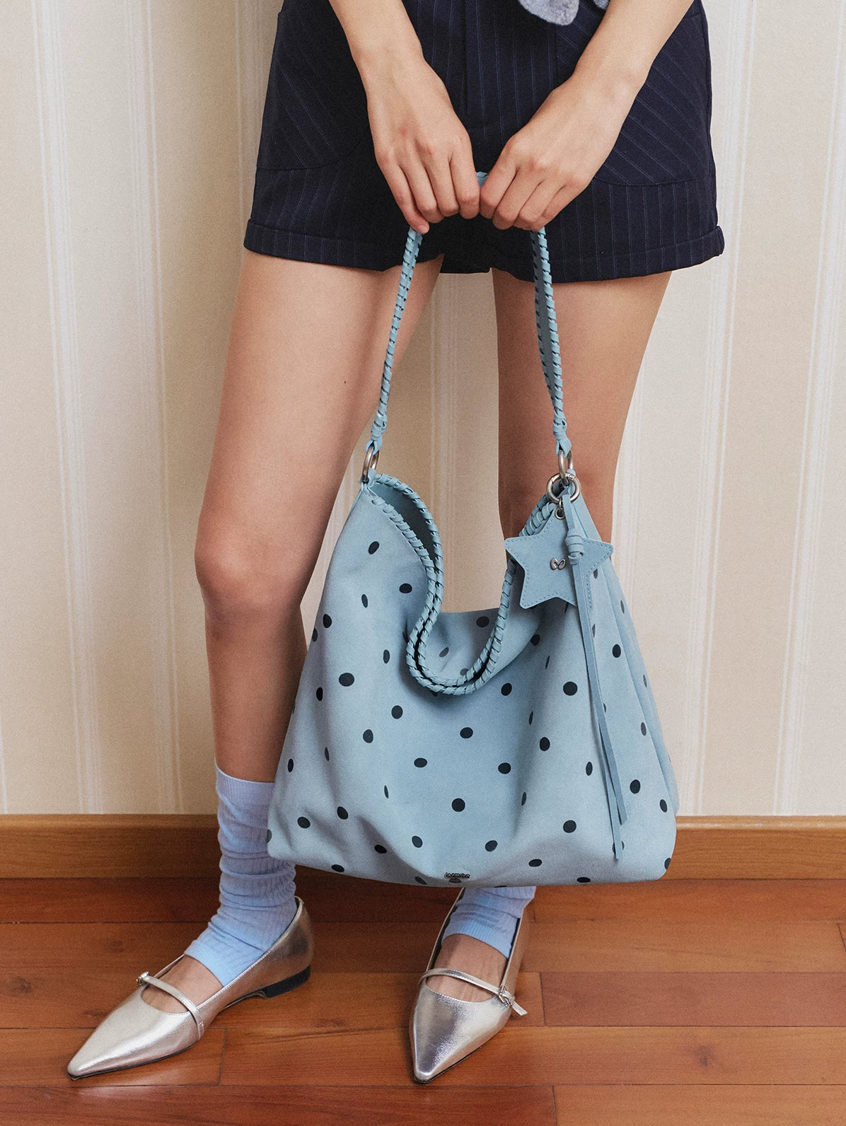 Mcmiko Suede Polka Dot Large Capacity Shoulder Bag