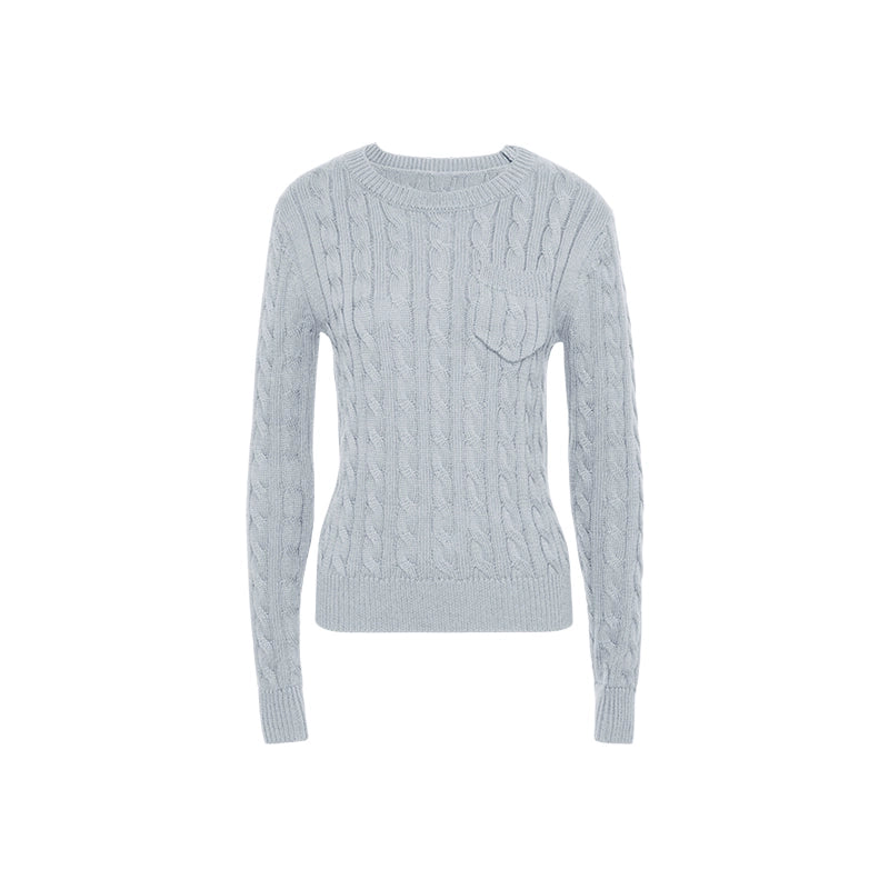Audwyn Crew Neck Twist Sweater Slim-Fit Knitted Sweater