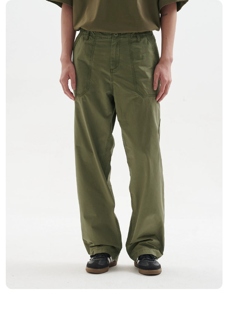 BUTTBILL Japanese Enzyme Washed Straight Loose Tooling Deck Pants