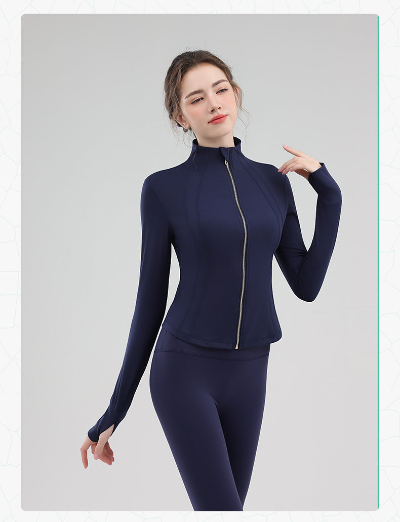 TIANQINGSE Stand-up Collar Windproof Zipper Slim-fit Sports Jacket