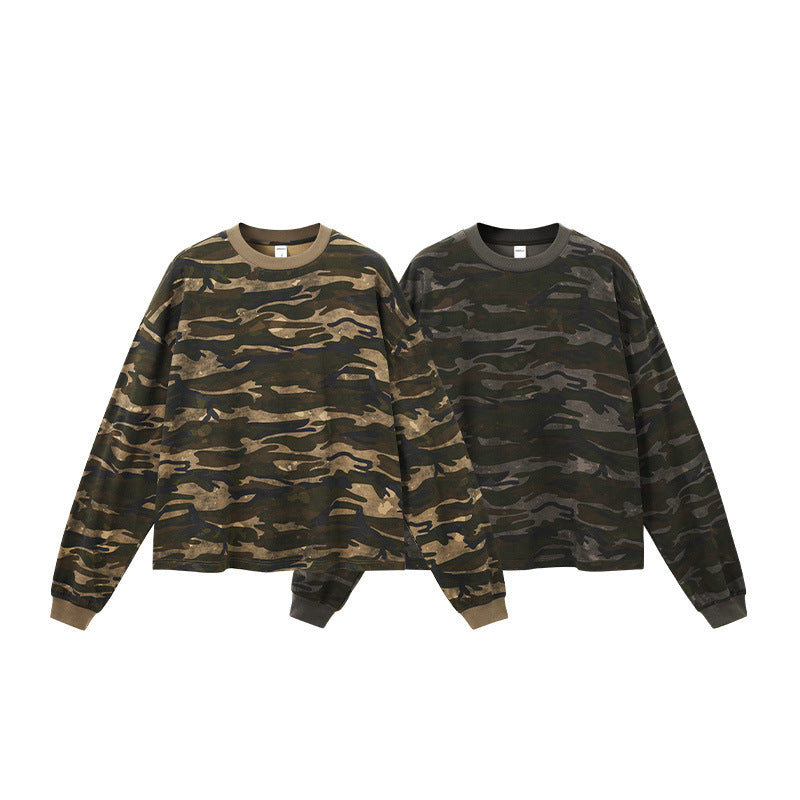Inflation Camouflage Casual Versatile Crew Neck Long Sleeve
