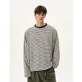 BTSG sense ink splashing ripped striped round neck long sleeve Tee