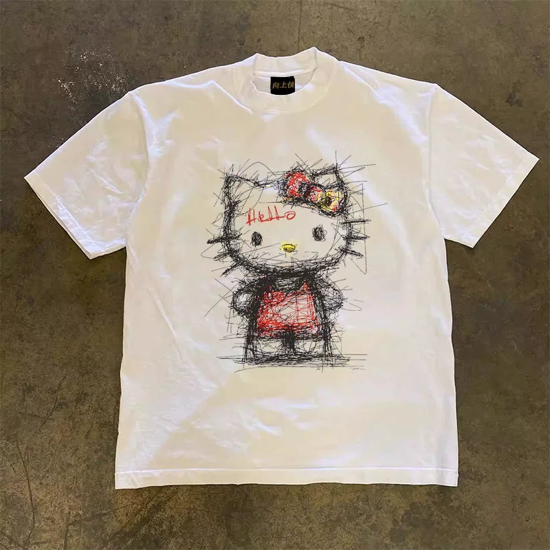 UPUPXIA  Kt Printing Loose Tee