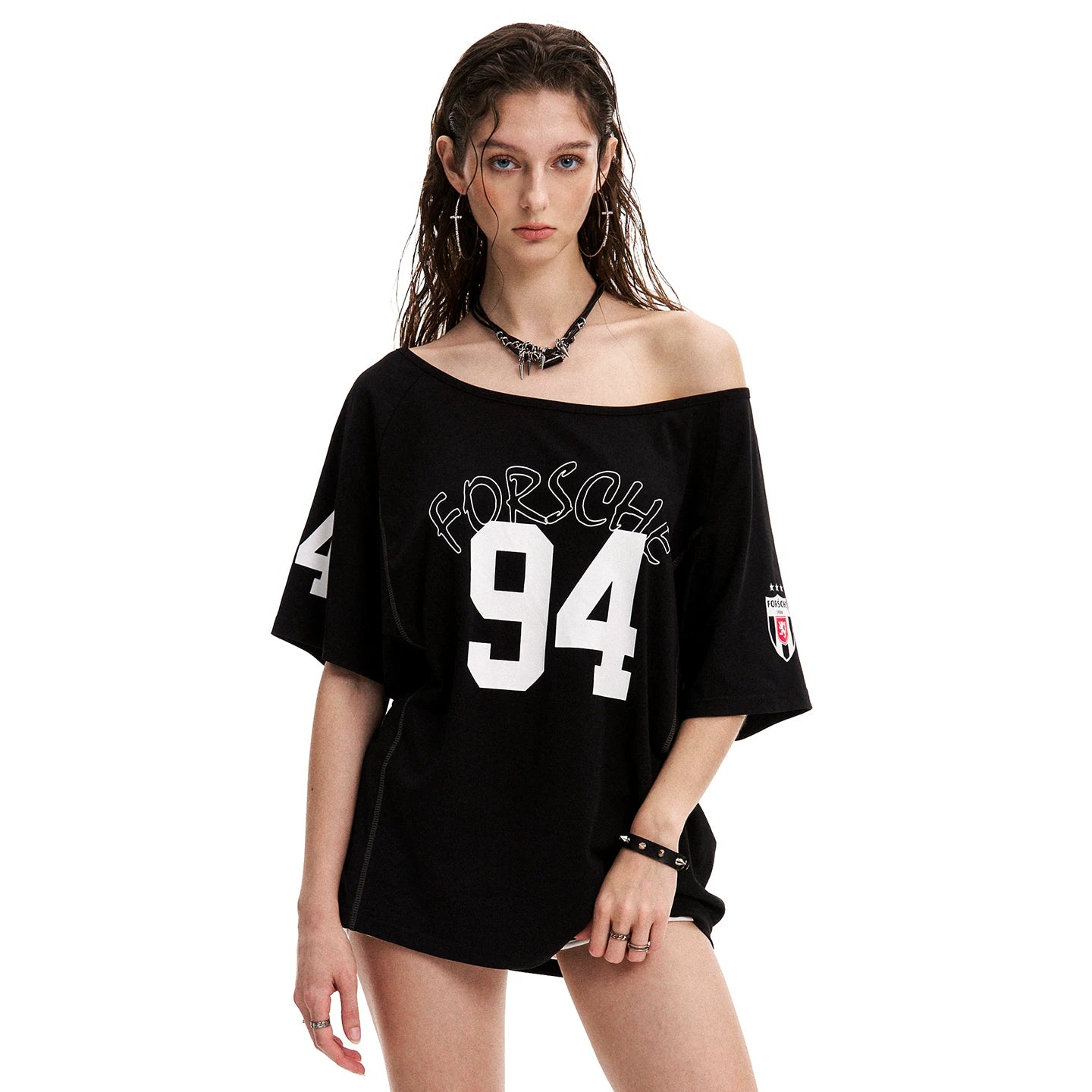 0123Start Sloping Shoulder Loose Motion Tee