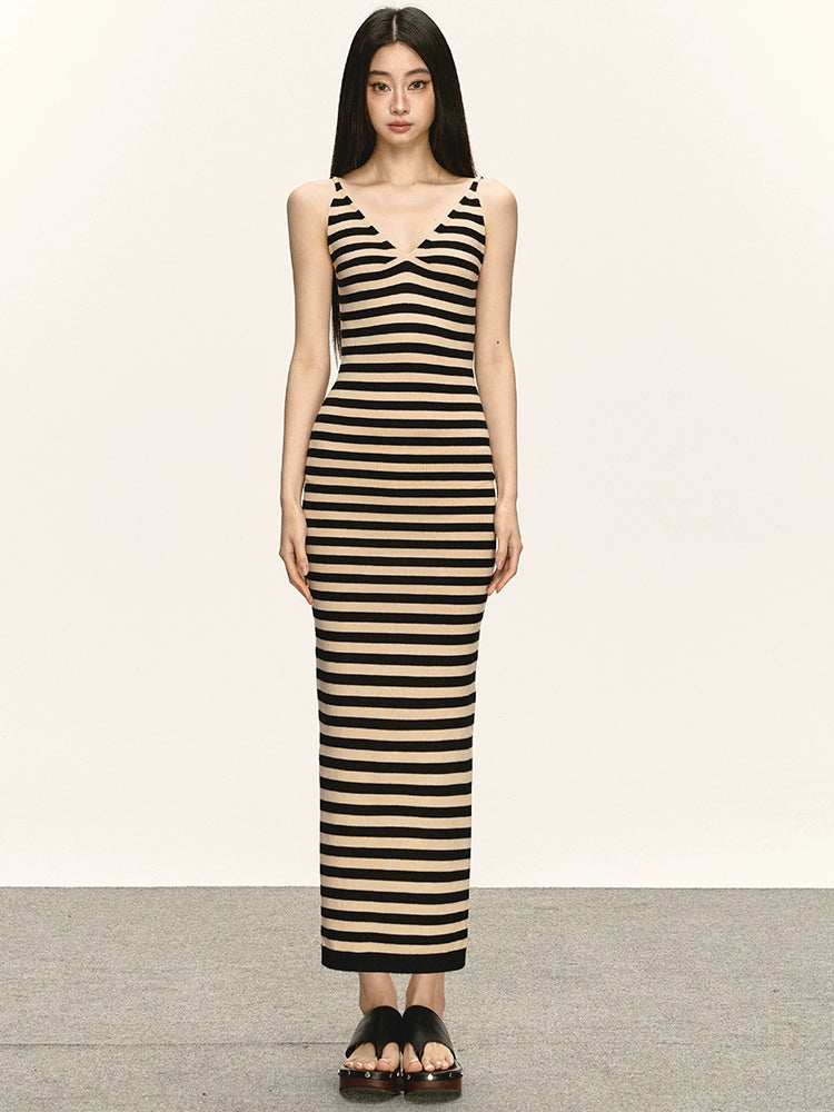 Anna Aneae Striped Knitted Tank Top Dress