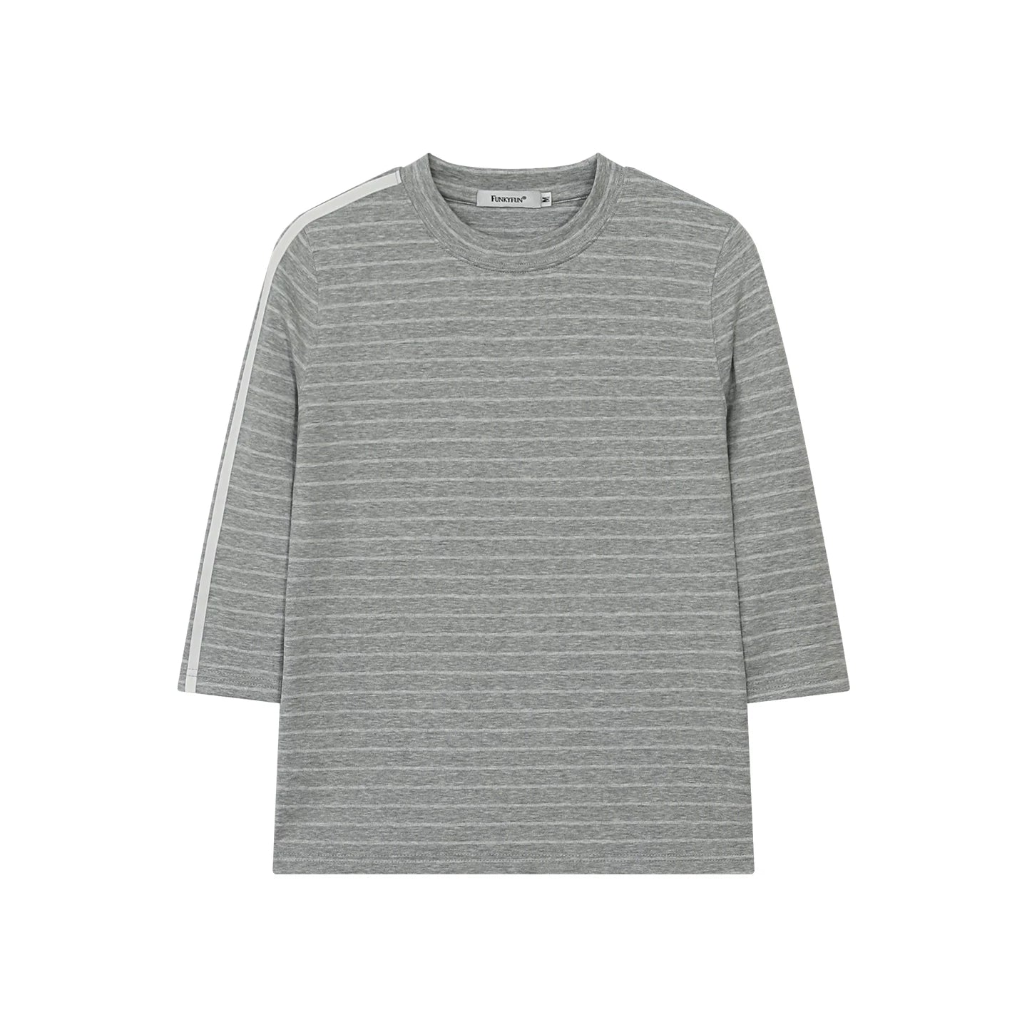 FUNKYFUN Stretch Pinstriped Front Shoulder Tee
