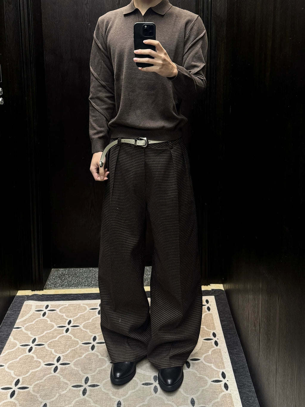 Borrowed Project V-Neck Knitted POLO Shirt Long Sleeve