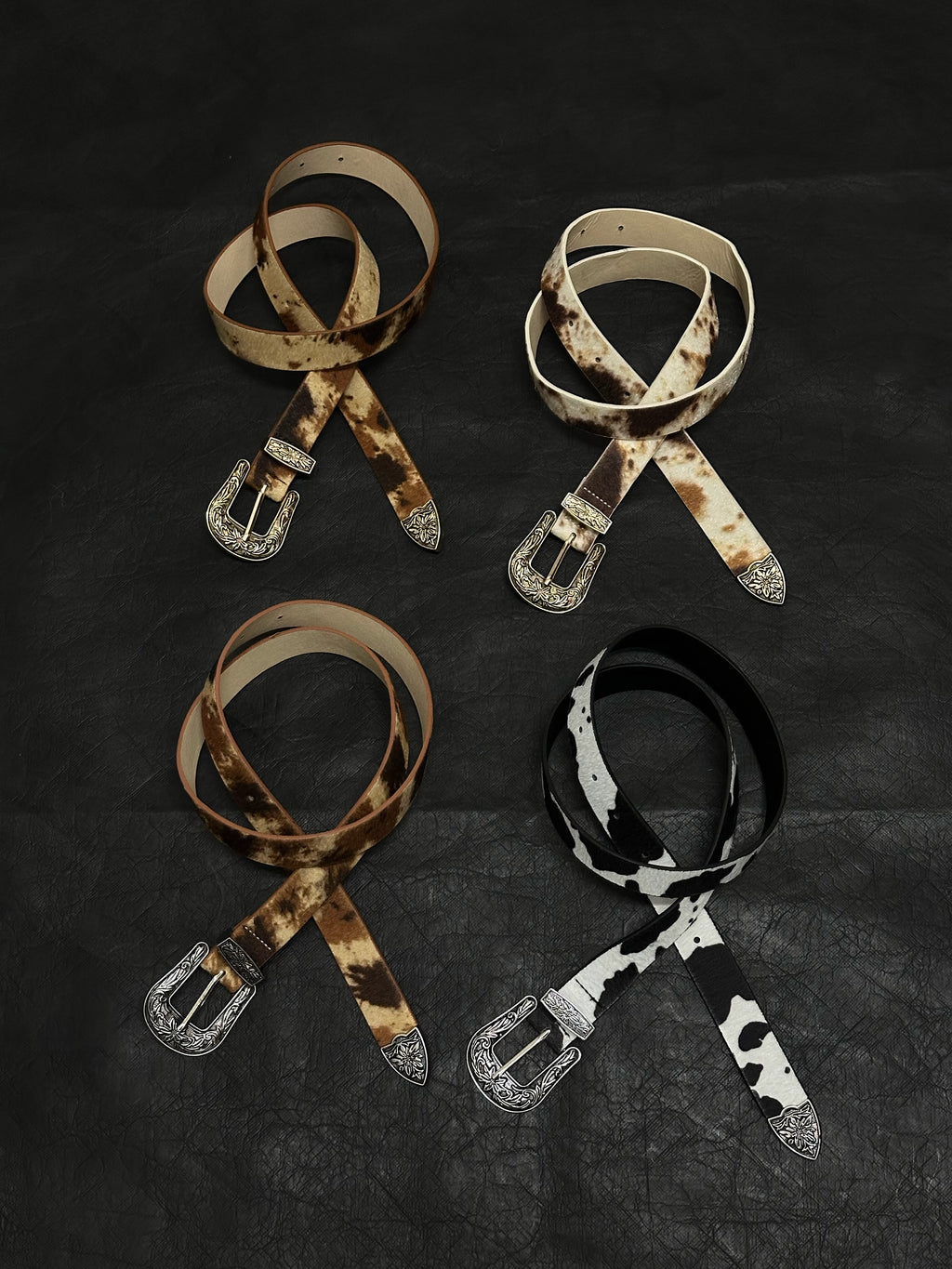 DPOL Cow Pattern Belt Maillard Couple Belt