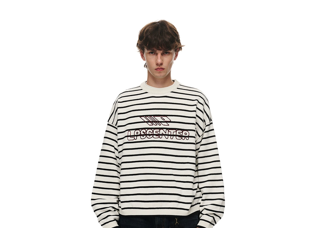 Loopsoon Chain Embroidered Striped Sweater