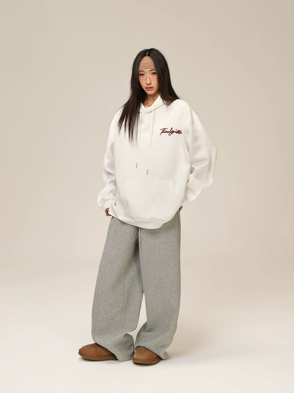AceStudios Three-dimensional Embroidered Floral Hooded Sweater