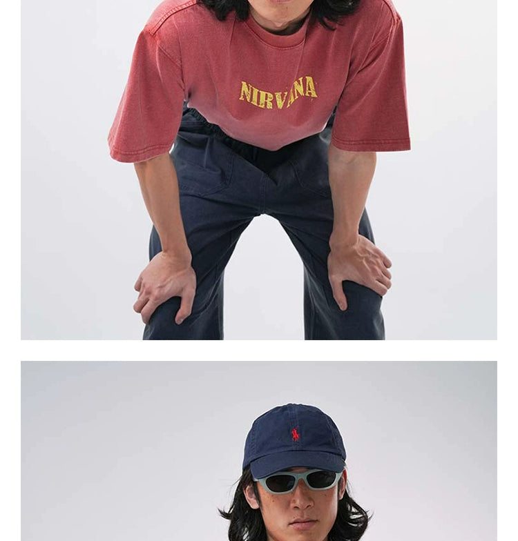 O3PARK Washed Old Heavy Retro Printing Tee