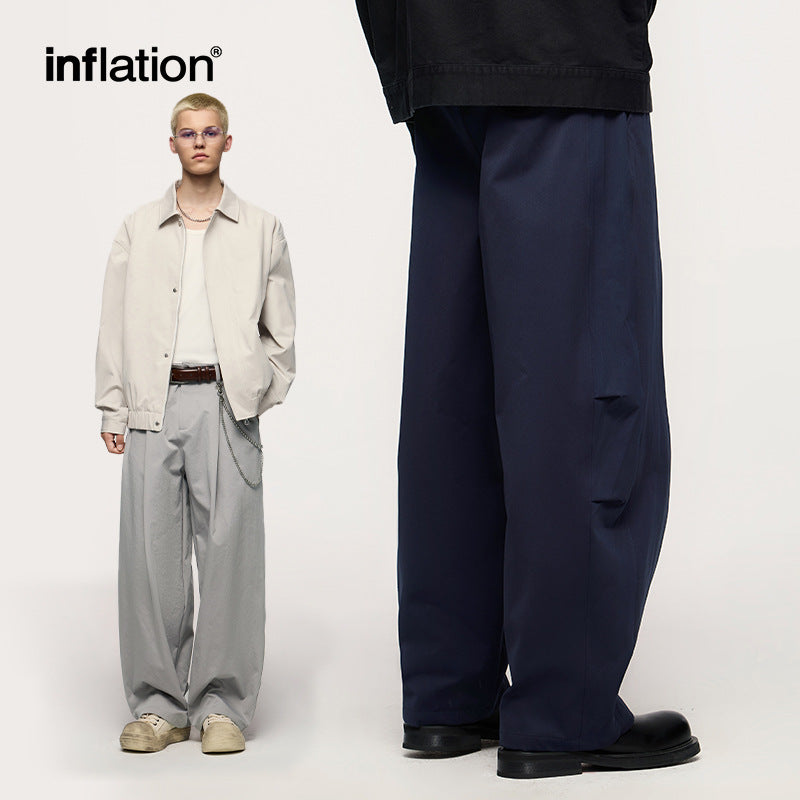 INF Elastic pleated scimitar Japanese tailoring pants